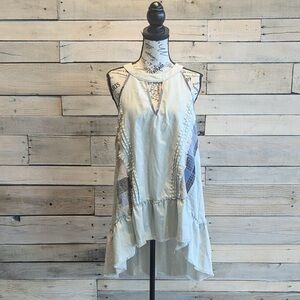 ❤️‍🔥FINAL PRICE❤️‍🔥POL Distressed Denim Patchwork Halter Top Sz M